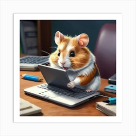 Hamster On Laptop 4 Art Print