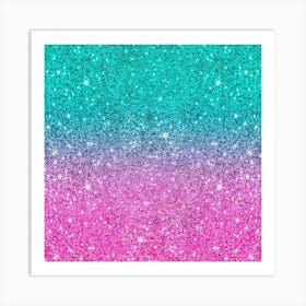 Pink And Turquoise Glitter Art Print