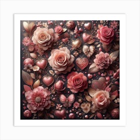 Valentine's Day, rose pattern 3 Art Print