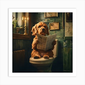 Dog Reading Newspaper Art Print