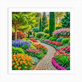 Colorful Garden Path Art Print