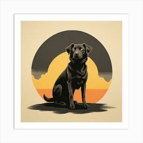 Dog At Sunset 1 Art Print