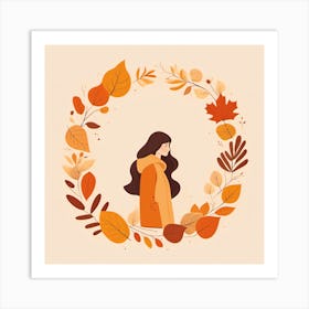 Autumn Leaves Wreath Art Print