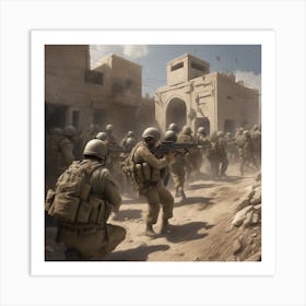 Soldiers In A City Art Print