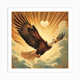 Eagle with Heart-shaped Cloud 3 Art Print