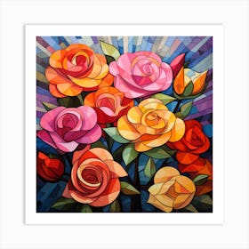 Stained Glass Roses 6 Art Print