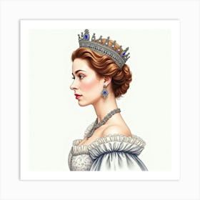 Graceful Watercolor Rendering Of Queen Elizabeth I, Capturing Her Beauty 1 Art Print