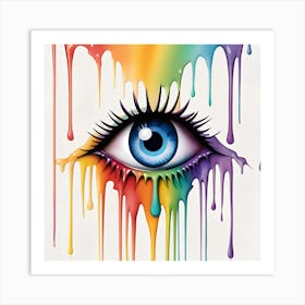 Rainbow Eye dripping splatter Art Print