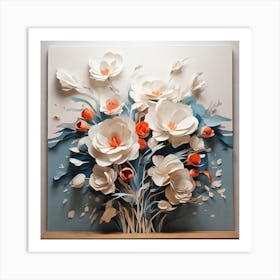 Flowers of white paper 2 Art Print