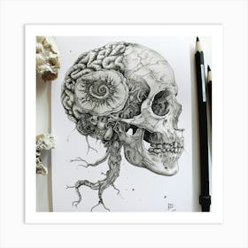 Skull And Roots Art Print