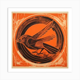 Retro Bird Lithograph Sparrow 2 Art Print