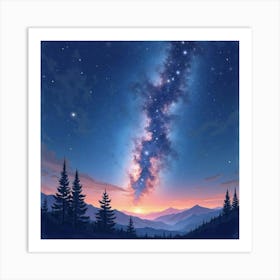 Dreamy Watercolor Depiction Of The Milky Way 1 Art Print