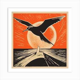 Retro Bird Lithograph Seagull 4 Art Print