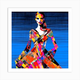 Woman In A Colorful Dress Art Print