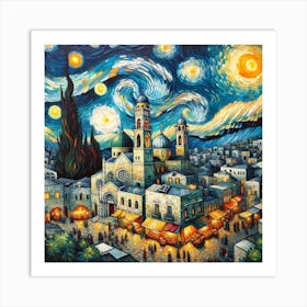 Bethlehem Night: A Van Gogh Inspiration Art Print