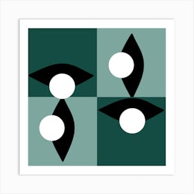 Green Checkered Eye Art Print