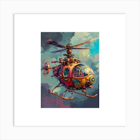 Steampunk Helicopter Retro 1 Art Print