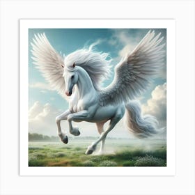 White Horse With Wings Art Print