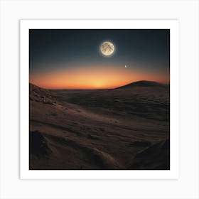 Moon Rising Over Desert Art Print