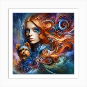 Girl With A Dog 1 Art Print