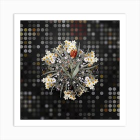 Vintage Tulip Flower Wreath on Dot Bokeh Pattern n.0177 Art Print