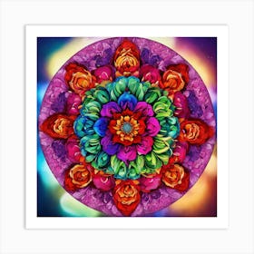 Rose mandala colorful 6 Art Print