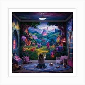 Fairytale wall art painting for children room decor Art Print