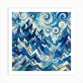 Starry Mountain Night Art Print