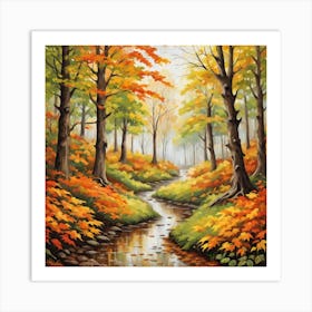 Forest In Autumn In Minimalist Style Square Composition 115 Art Print