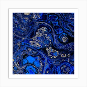 Blue And Gold Abstract Painting 2 Art Print