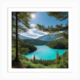 Turquoise Lake In The Mountains 2 Art Print