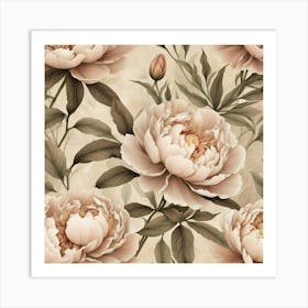 Peony Wallpaper 4 Art Print