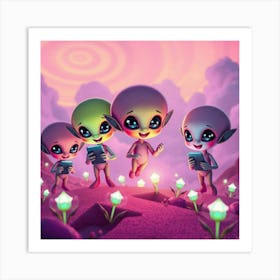 Aliens With A-Phone Art Print