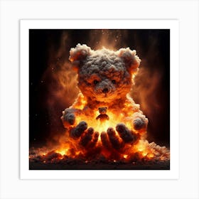 Teddy Bear In Fire Art Print