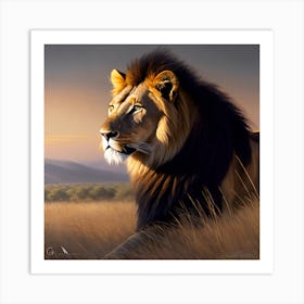 Lion In The Grass 3 Art Print