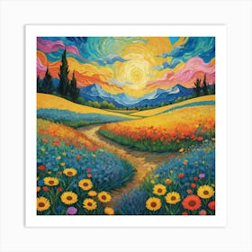 Sunset In The Meadow Art Print