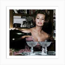 Sophia Loren Pouring Champagne 1 Art Print