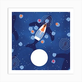 Moonlight Boat Rides Square Art Print