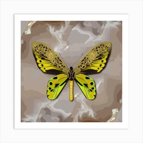 Mechanical Butterfly The Tithonus Birdwing Ornithoptera Tithonus On A Beige Background Art Print