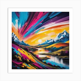 Sunset In The Mountains 100 Art Print