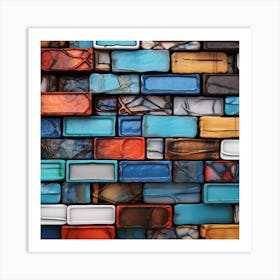 Colorful Brick Wall Art Print