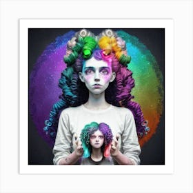 Girl With Colorful Hair Art Print