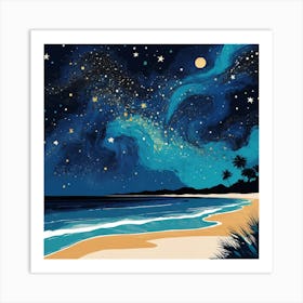 Starry Night At The Beach Art Print