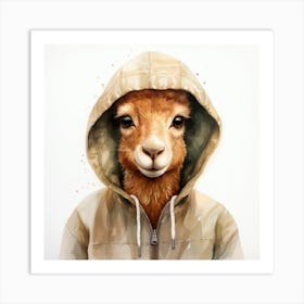 Watercolour Cartoon Saiga In A Hoodie 3 Art Print