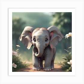 Cute Elephant Art Print