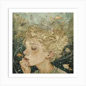 Girl Under The Sea Art Print