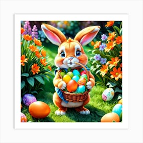 Easter Bunny With Basket 2 Art Print