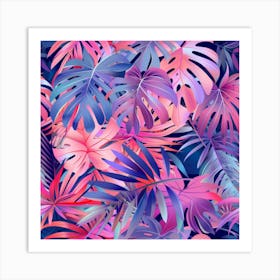 Tropical Leaves Seamless Pattern 20 Art Print