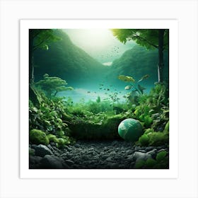 Green World art print Art Print