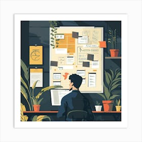 Man Working At His Desk Art Print